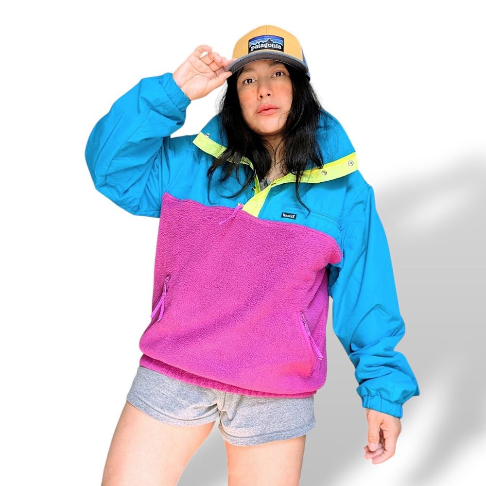 Marker vintage 90s made in Hong Kong colorblock oversized pullover jacket men M